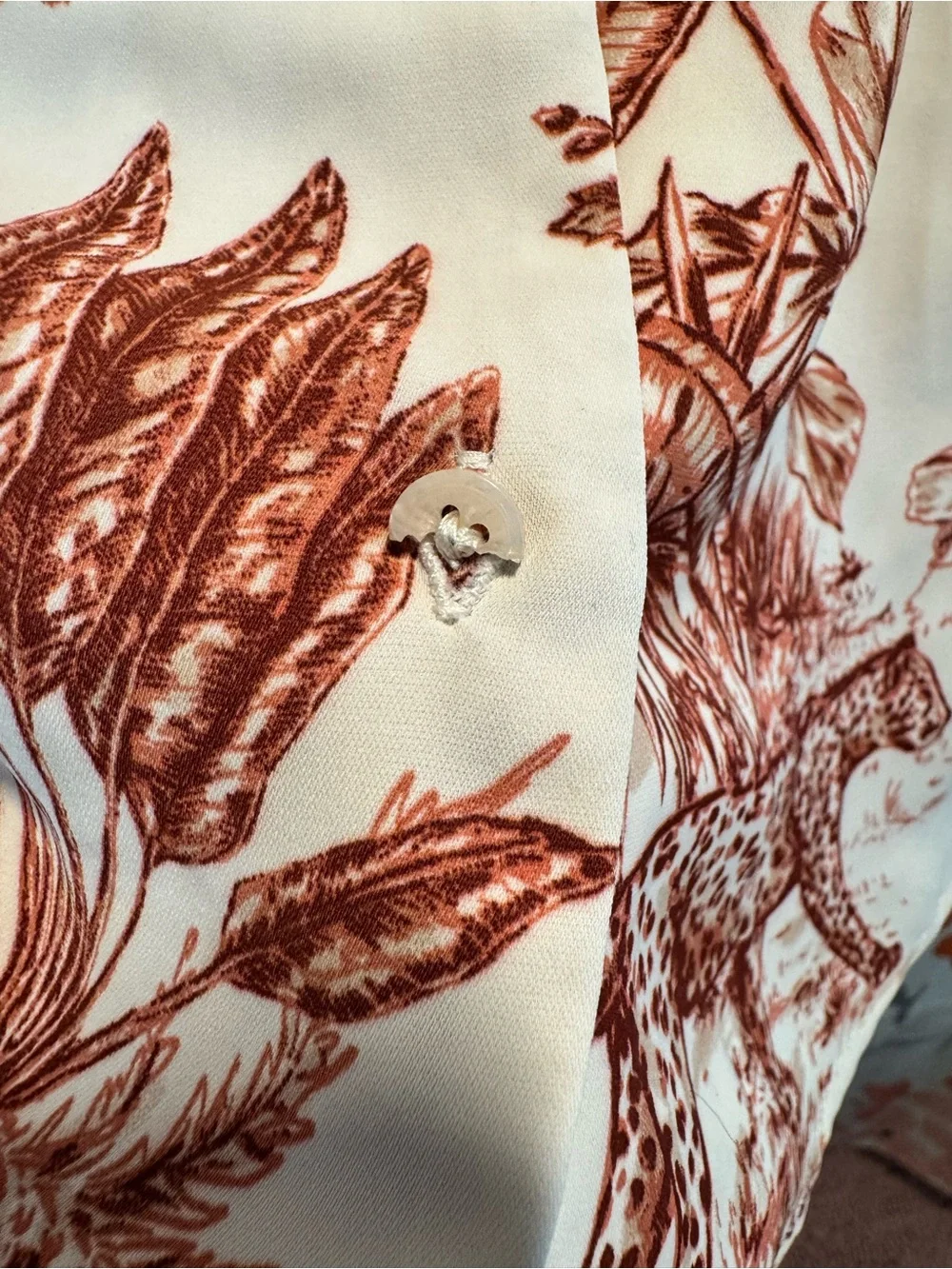 Rachel Zoe White Blouse with Rust Botanical & Leopard Print